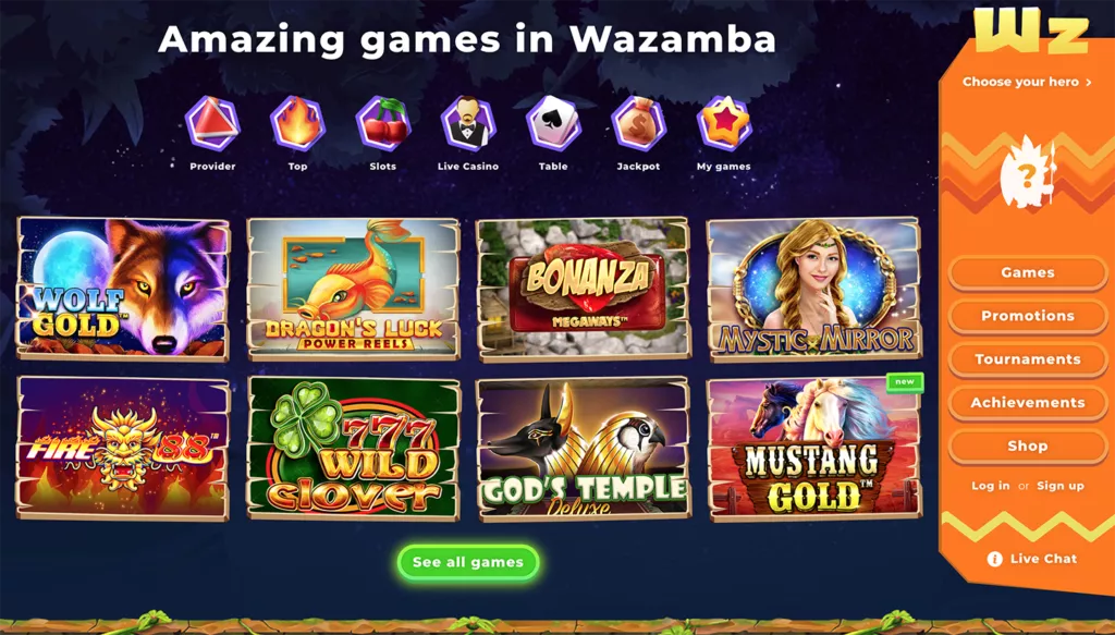 Wazamba žaidimai